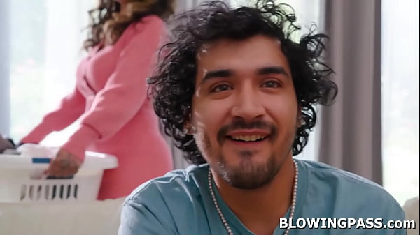 Stepmom motivates stepson with blowjob