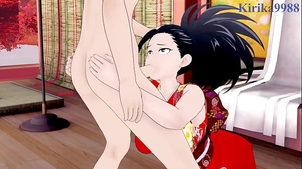 Tsuyu Asui (Kimono) and Momo Yaoyorozu (Kimono) and Izuku Midoriya intense sex. – My Hero Academia Hentai
