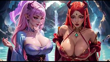 A girl showing her friend how to twerk nice, Ai animation